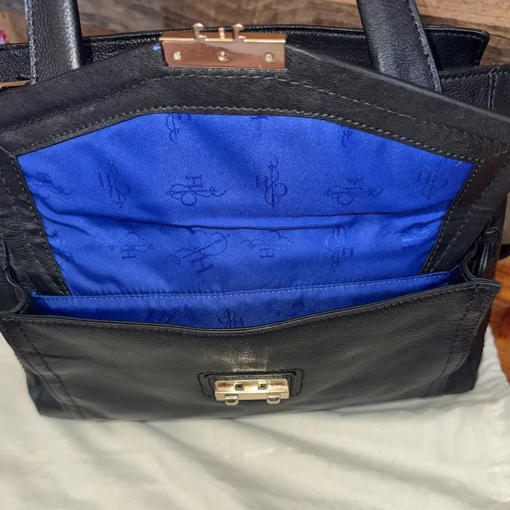 Cole Haan Zoe Black Leather Satchel Tote w/ Crossbody Strap NWOT